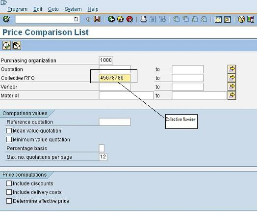 List and a sample quotation